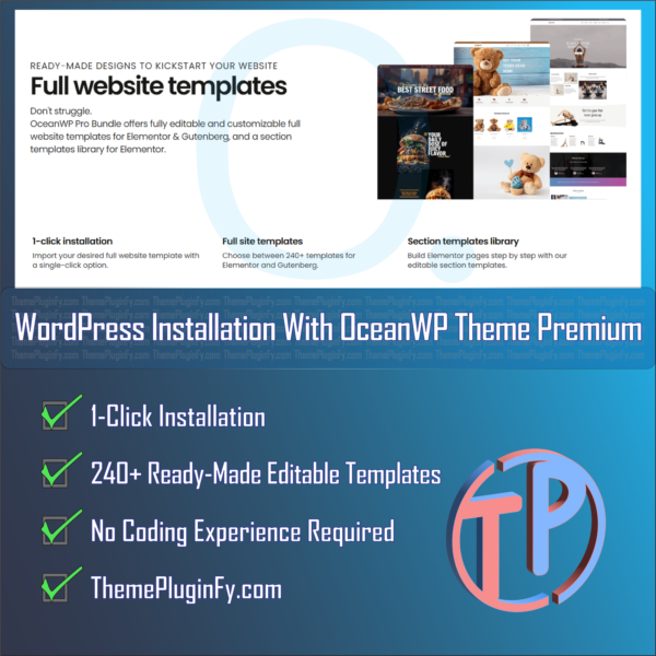 WordPress Installation with OceanWP Premium Theme - Unlimited 2024 - Image 3